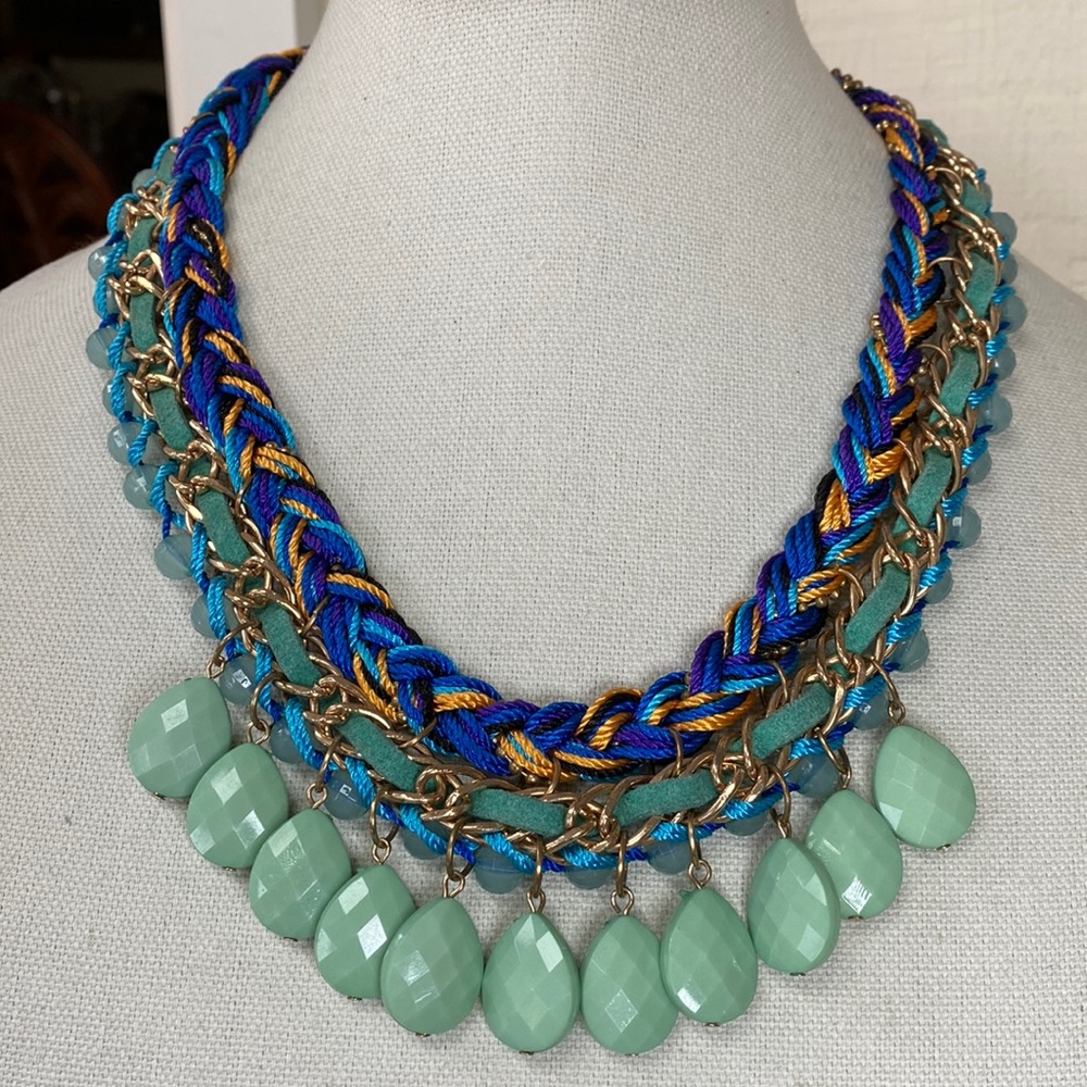 Gorgeous drippy layered artisan style statement necklace